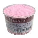 DC DECORIO® 500pcs/Box Double Head Cotton Swabs Nose Ears Cleaning Health Care Tools Disposable Cotton Bamboo Sticks Soft Beauty Makeup Cotton Buds (Pack of 1) (500pcs/Pink)