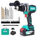 DCA 20V Brushless Hammer Drill, 1062 in.lbs Torque Impact Drill, 1/2" Keyless All-Metal Chuck, 24+1+1 Clutch, 32000 IPM, Heavy-duty Cordless Drill Kit with 4.0Ah Battery for Brick Wall, Metal, Wood