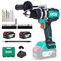 DCA 20V Brushless Hammer Drill, 1062 in.lbs Torque Impact Drill, 1/2" Keyless All-Metal Chuck, 24+1+1 Clutch, 32000 IPM, Heavy-duty Cordless Drill Kit with 2x4.0Ah Battery for Brick Wall, Metal, Wood