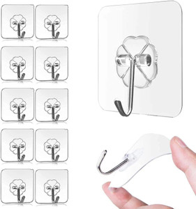 dcella self adhesive hooks sticky hooks transparent reusable removable hook 10