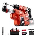 DCK 20V Cordless Rotary Hammer with Dust Collector, 15 in³ Dust Collection Box, 5-Inch Stroke, 2.8J Impact Energy, Brushless SDS Plus Hammer Drill with 6Ah Battery 4A Charger 4 Drill Bits 2 Chisels