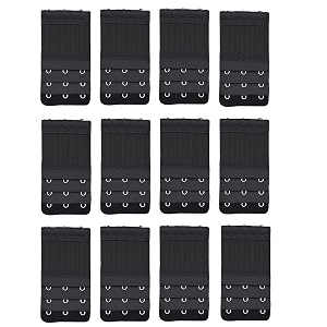 dclub bra extender 2 hook stretchy soft and comfortable bra strap extender for women in pregnency or weight gain 12 pieces 3 hook 3 raw black