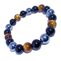 Dczosily Triple Protection Bracelet Natural Tiger's Eye Hematite Agate Stone Bracelet for Men Women Crystal Jewelry Healing Bracelets Bring Luck