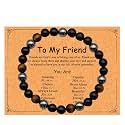 Dczosily Triple Protection Bracelet Natural Tiger's Eye Hematite Agate Stone Bracelet for Men Women Crystal Jewelry Healing Bracelets Bring Luck