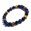 Dczosily Triple Protection Bracelet Natural Tiger's Eye Hematite Agate Stone Bracelet for Men Women Crystal Jewelry Healing Bracelets Bring Luck