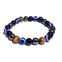 Dczosily Triple Protection Bracelet Natural Tiger's Eye Hematite Agate Stone Bracelet for Men Women Crystal Jewelry Healing Bracelets Bring Luck