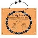 Dczosily Triple Protection Bracelet Natural Tiger's Eye Hematite Agate Stone Bracelet for Men Women Crystal Jewelry Healing Bracelets Bring Luck