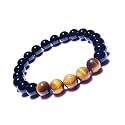 Dczosily Triple Protection Bracelet Natural Tiger's Eye Hematite Agate Stone Bracelet for Men Women Crystal Jewelry Healing Bracelets Bring Luck
