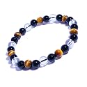 Dczosily Triple Protection Bracelet Natural Tiger's Eye Hematite Agate Stone Bracelet for Men Women Crystal Jewelry Healing Bracelets Bring Luck