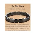 Dczosily Triple Protection Bracelet Natural Tiger's Eye Hematite Agate Stone Bracelet for Men Women Crystal Jewelry Healing Bracelets Bring Luck