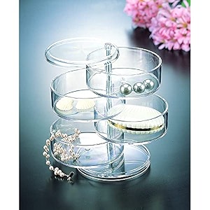 dd retails 4 layer cosmetic organizer  360 rotating jewellery stand  jewelry display box  acrylic jewelry stand transparent pack of 1 4 layer jewellery box