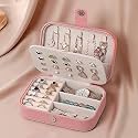 Portable Jewelry Organizer || Double Layer Small Jewelry Box For Women || Mini Jewelry Case For Eaarings, Necklace, Ring (Multicolor) (Pack Of 1) (PU Leather Jewellery Box)