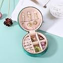 Portable Small Jewelry Box || Jewelry Organizer Case For Women || Jewelry Box Organizer For Ring, Earring, Necklace, Bracelet (Pack Of 1) (Velvet Round Jewellery Box)