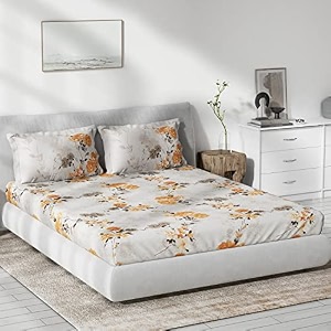 ddecor - adelina 100 cotton double bedsheet with 2 pillow covers orange