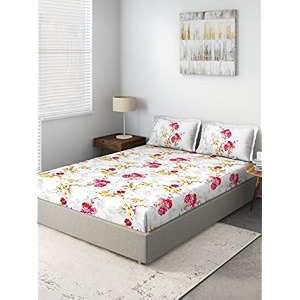 ddecor - adelina 100 cotton double bedsheet with 2 pillow covers pink