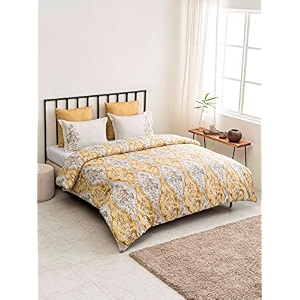 ddecor - aroma 100 cotton double bedsheet with 2 pillow covers yellow