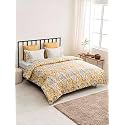 DDECOR - Aroma 100% Cotton Double Bedsheet with 2 Pillow Covers, Yellow