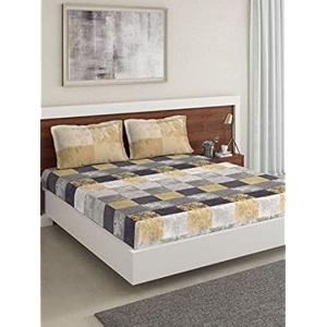 ddecor - autumnal 100 cotton double bedsheet with 2 pillow covers gray