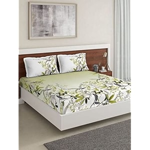 ddecor - bamboo 100 cotton double bedsheet with 2 pillow covers green