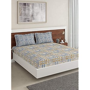 ddecor - elissa 100 cotton double bedsheet with 2 pillow covers purple