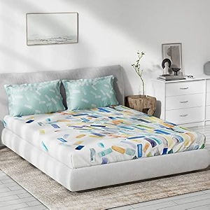 ddecor - brick 100 cotton double bedsheet with 2 pillow covers turqouise
