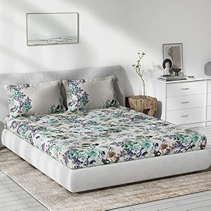 ddecor - camelia 100 cotton double bedsheet with 2 pillow covers purple