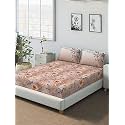 DDECOR - Carmelo 100% Cotton Double Bedsheet with 2 Pillow Covers, Brown