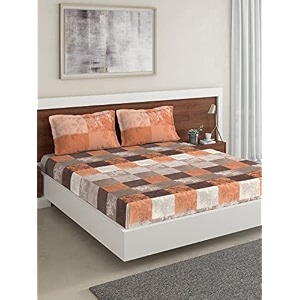 ddecor - elissa 100 cotton double bedsheet with 2 pillow covers purple
