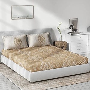 ddecor - celia 100 cotton double bedsheet with 2 pillow covers brown