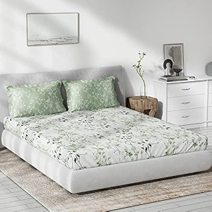 ddecor - davina 100 cotton double bedsheet with 2 pillow covers green