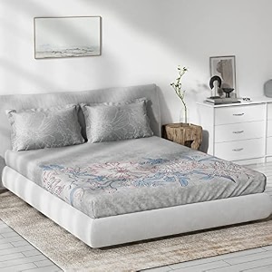 ddecor - elsa 100 cotton double bedsheet with 2 pillow covers blue
