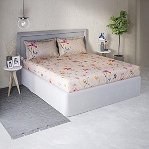 ddecor - eva 100 cotton double bedsheet with 2 pillow covers orange