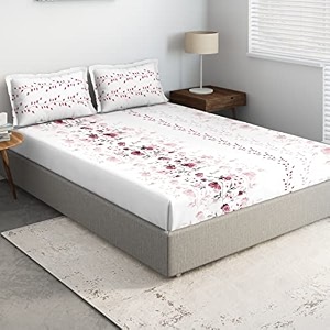 ddecor - garnetta 100 cotton double bedsheet with 2 pillow covers red