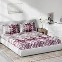 DDECOR - Geo Texture 100% Cotton Double Bedsheet with 2 Pillow Covers, Wine