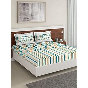 ddecor - immixture 100 cotton double bedsheet with 2 pillow covers turqouise