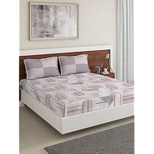 ddecor - linear 100 cotton double bedsheet with 2 pillow covers red