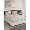 DDECOR - Linear 100% Cotton Double Bedsheet with 2 Pillow Covers, Brown