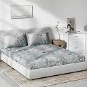 DDECOR Live beautiful 136Tc Cotton Floral Double Bed Sheet Set - (90 X 108 In, Blue), Pillow Cover
