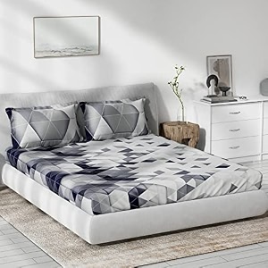 ddecor live beautiful ddecor - accord 100 cotton double bedsheet with 2 pillow covers gray