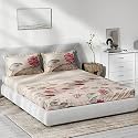 DDecor - Primary Collection 100% Cotton Floral 136 TC King Bedsheet|229 CM X 274 CM|with 2 Pillow Covers - Red