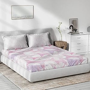 ddecor live beautiful - starry 100 cotton double bedsheet with 2 pillow covers purple