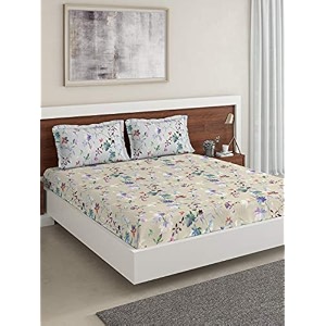 ddecor - meadow 100 cotton double bedsheet with 2 pillow covers green