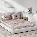 DDECOR - Peach Bloom 100% Cotton Double Bedsheet with 2 Pillow Covers, Pink
