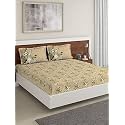 DDECOR - Peach Bloom 100% Cotton Double Bedsheet with 2 Pillow Covers, Yellow