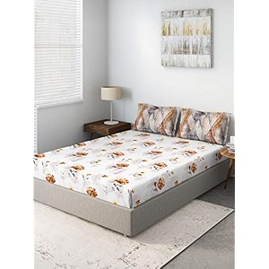 ddecor - salsa 100 cotton double bedsheet with 2 pillow covers beige