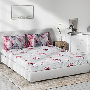 ddecor - salsa 100 cotton double bedsheet with 2 pillow covers pink