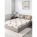 DDECOR - Salsa 100% Cotton Double Bedsheet with 2 Pillow Covers, Beige