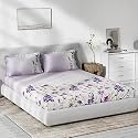 DDECOR - Sienna 100% Cotton Double Bedsheet with 2 Pillow Covers, Purple