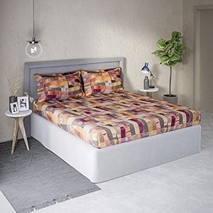 ddecor - stragazer 100 cotton double bedsheet with 2 pillow covers magenta