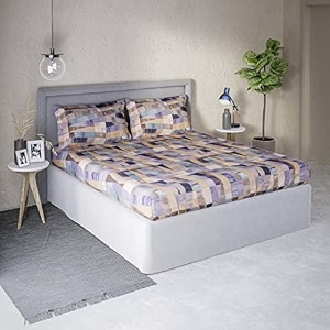 ddecor - stragazer 100 cotton double bedsheet with 2 pillow covers lavendar